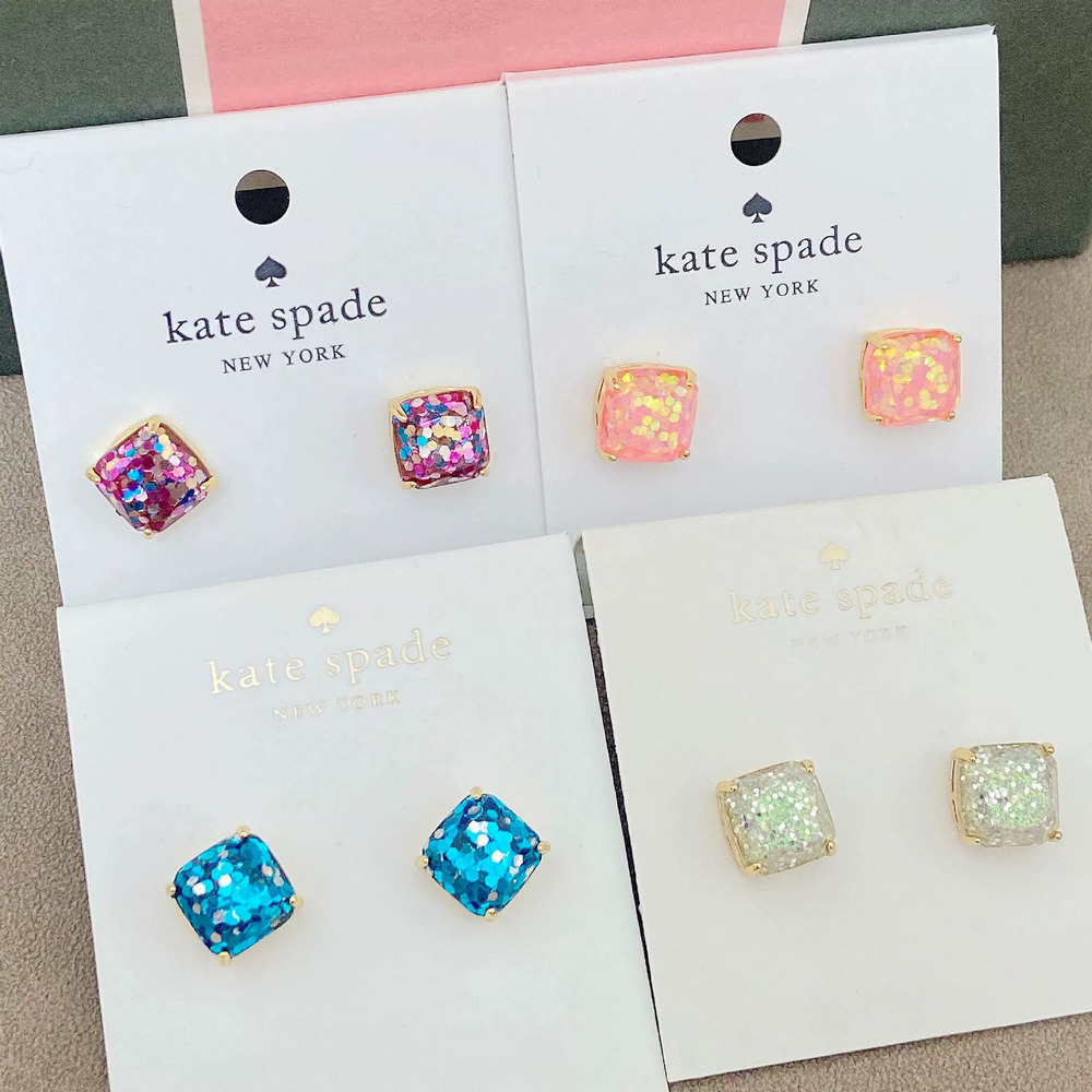 kate spade Rhinestone Earrings Blue Pink White